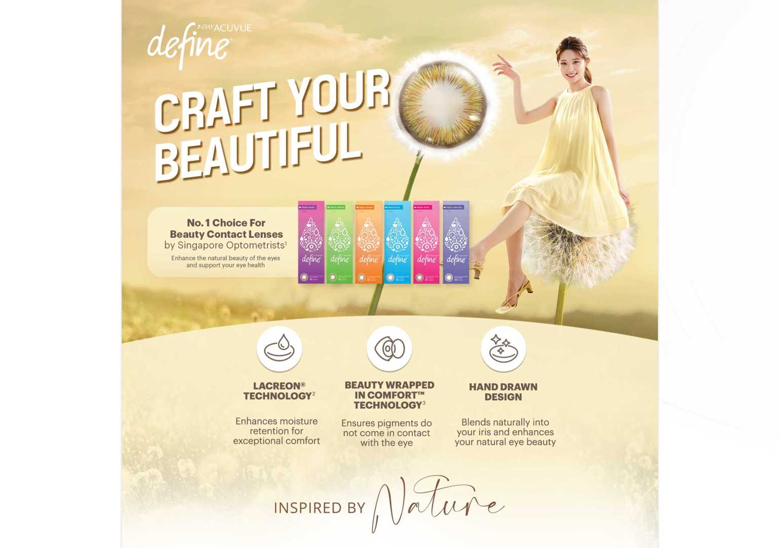 1-DAY ACUVUE® DEFINE® FRESH - #1 coloured contact lens choice by Singapore optometrists - banner